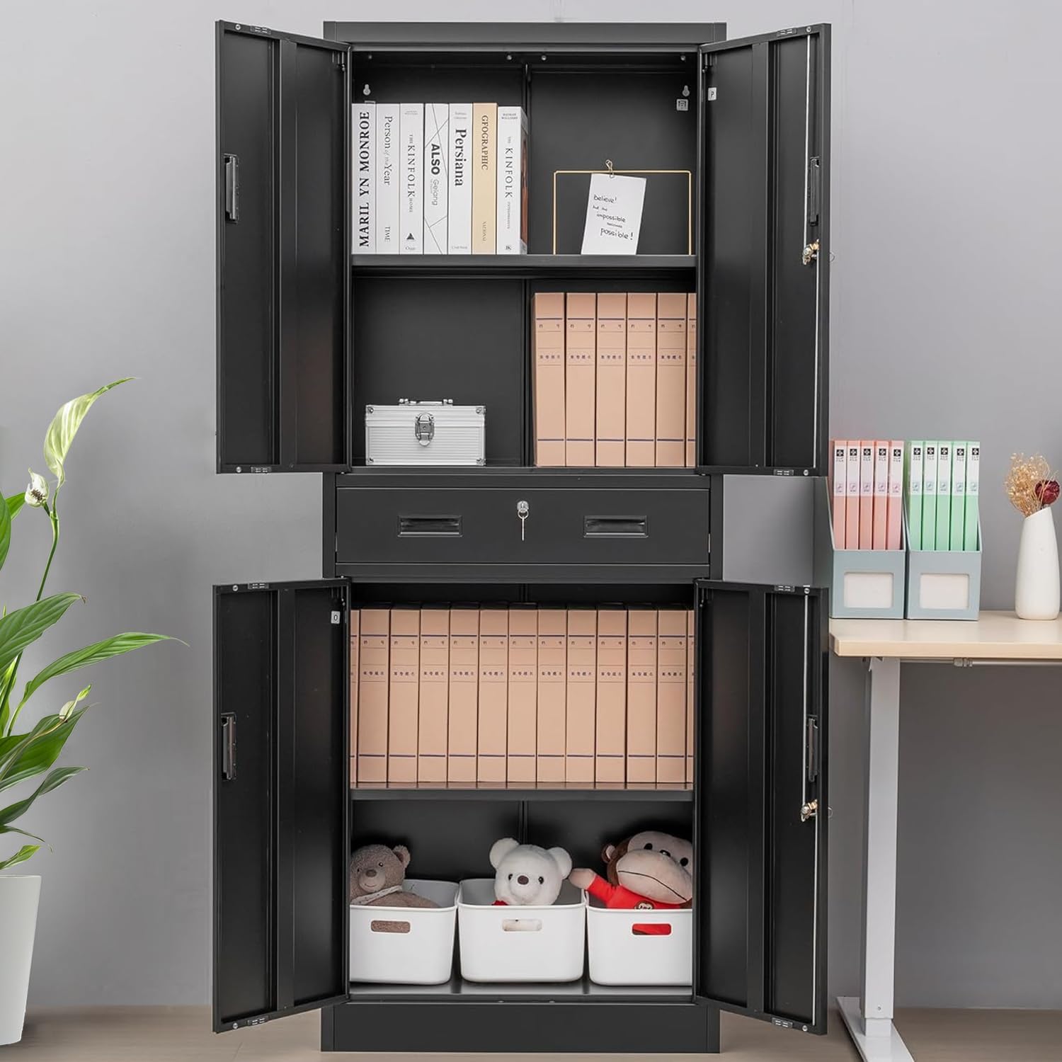 خزانة تخزين معدنية طويلة مع در - مراجعة Home Office Kitchen وسعره