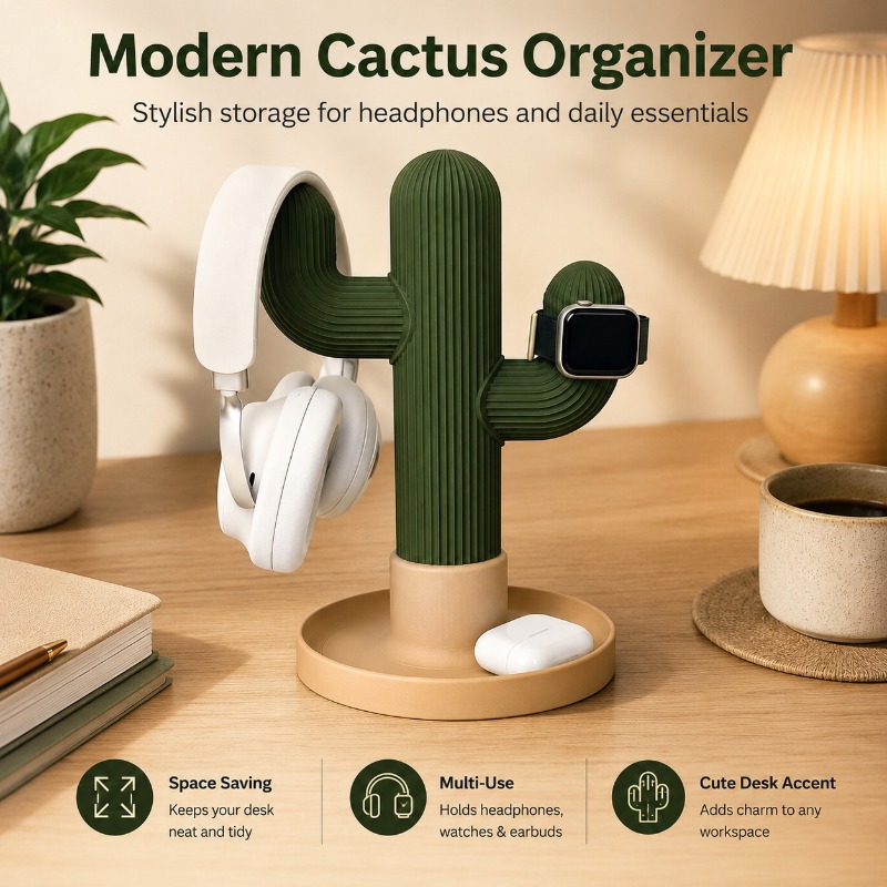 حامل سماعات رأس بتصميم صبار بس - مراجعة Home Office Organization وسعره