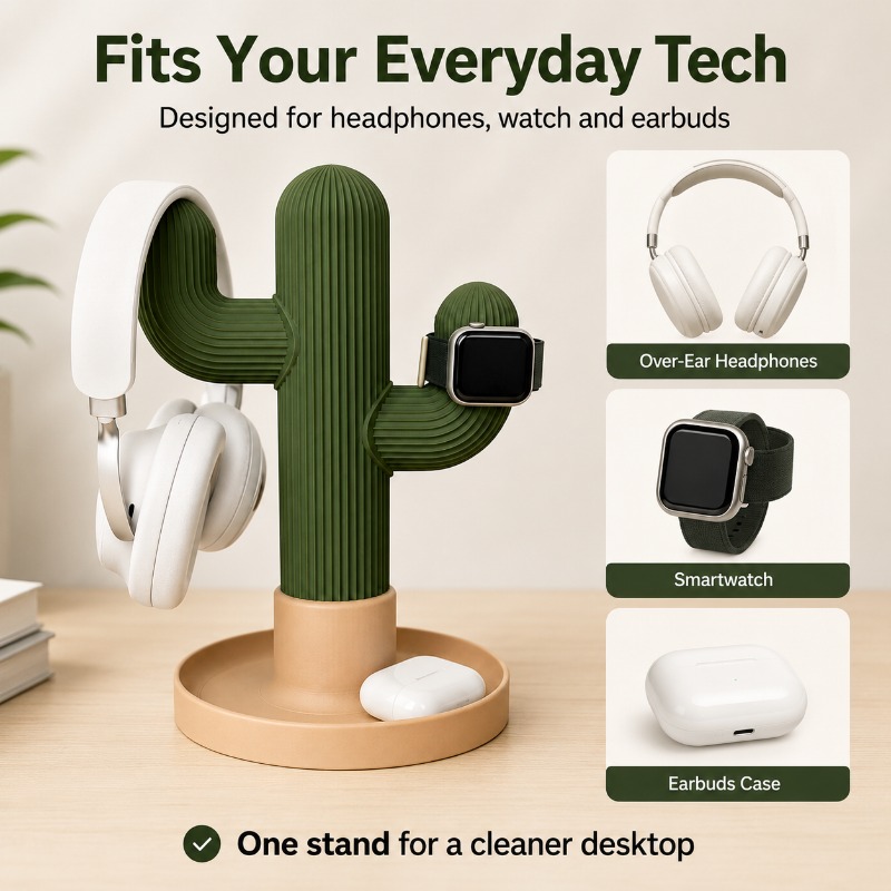 حامل سماعات رأس بتصميم صبار بس - مراجعة Home Office Organization وسعره